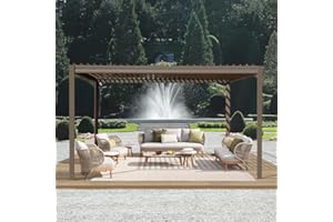 DOMI OUTDOOR LIVING Domi Louvered Pergola 10' x 13' Outdoor Aluminum Pergola with Adjustable Roof, Aluminum Frame, Efficient Drainage System for Patio, Deck, Garden, Brown