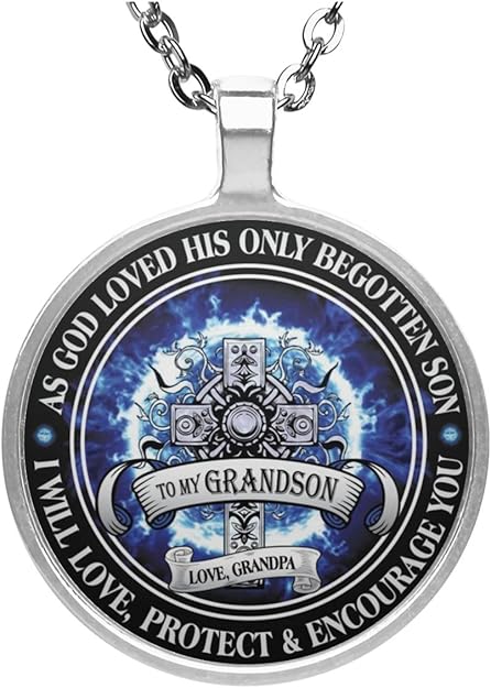 Amazon.com: Personalized Family to my grandson Necklace For Kids 20 Inch - Cross Necklace As God 