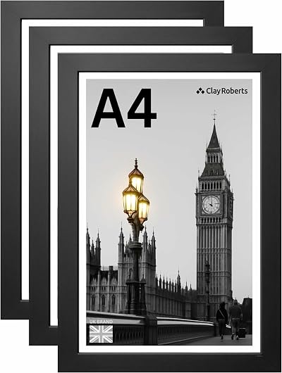 Clay Roberts A4 Black Photo Frame – Modern Wall Frame for Certificates & Photos