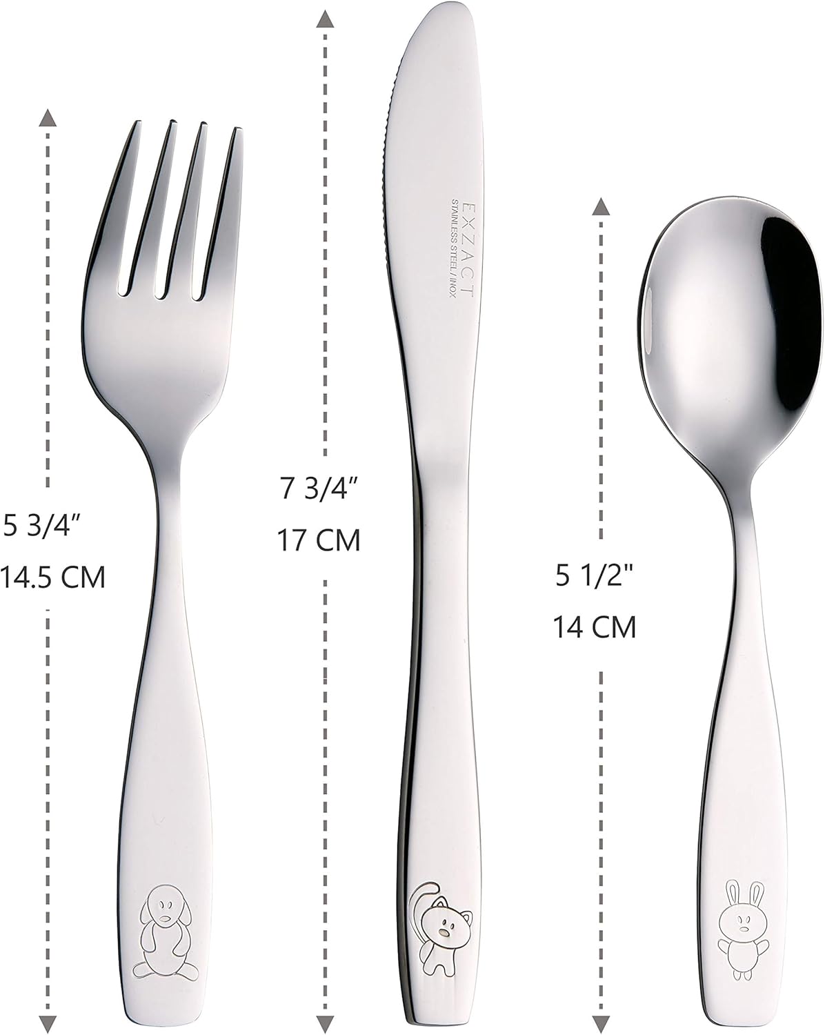 Exzact Childrens Cutlery 9pcs Set Stainless Steel Kid Cutlery/Todler Silverware 3 x Forks, 3 x Safe Dinnerknives - Image 5