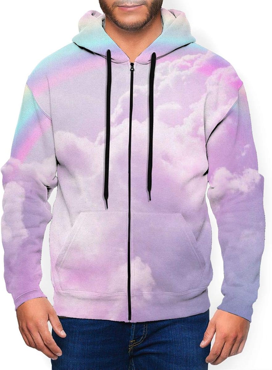 Rainbow Men's Hooded Zipper Hoodies Fashion Personality