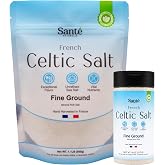Sante Naturelle Celtic Salt Organic Fine Ground Bundle &ndash; 8oz Shaker &amp; 1.1lb (18oz) Bag &ndash; Unrefined Organic French Mineral Sea Salt, Natural &amp; Hand Harvested Sal Celtica