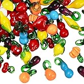 SUNNYCLUE 1 Box 50Pcs Fruit Lampwork Charms Vegetable Charm Bulk 3D Simulated Fruits Cherry Pumpkin Eggplant Gourd Glass Pendants for Jewelry Making Necklaces Earrings Keychains DIY Crafts Supplies