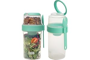Salad Shakers with Sporks, Bring Salads and Snacks to Go, All-in-One Container, Convenient Carry Handle, Separate Compartment