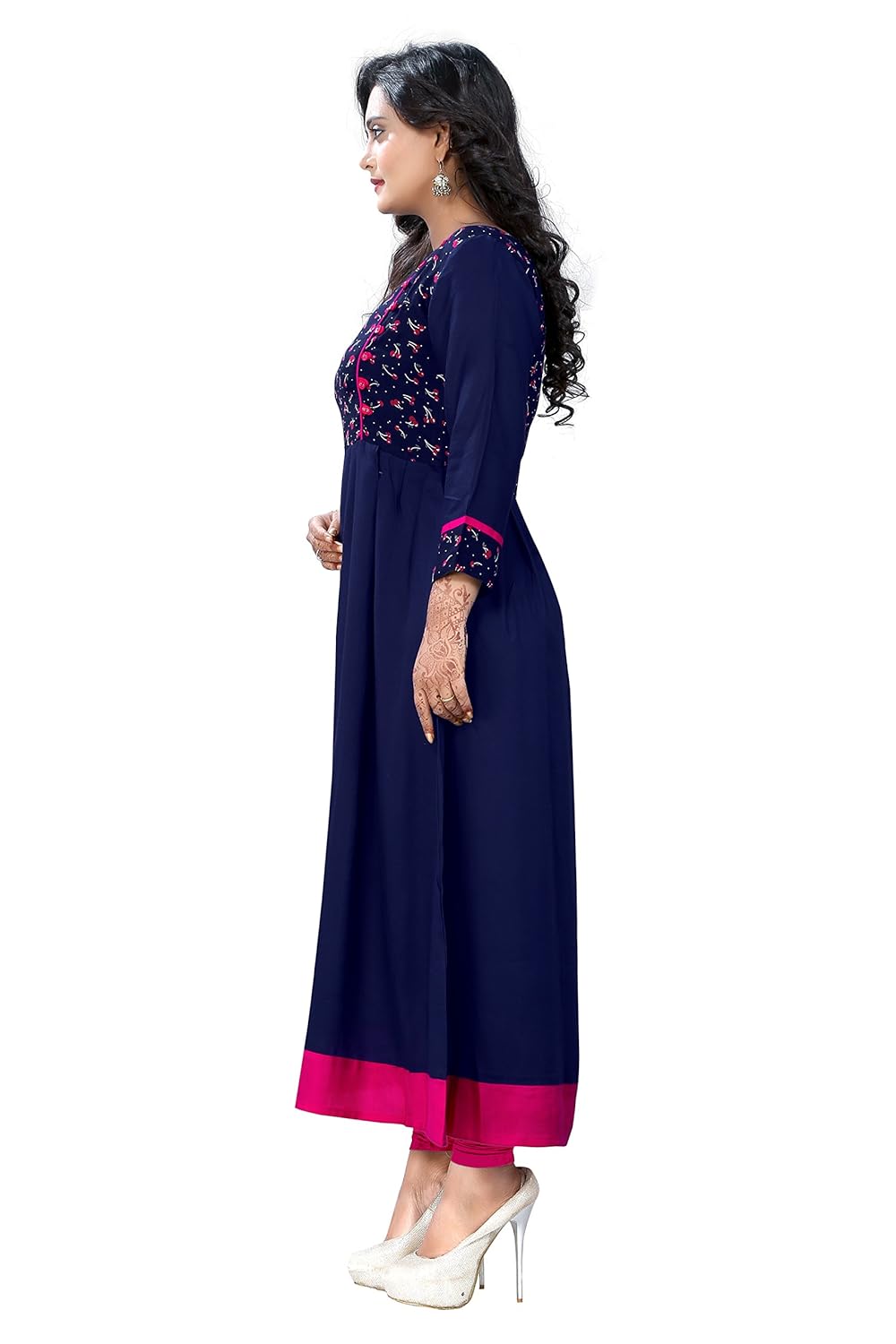 crawler creation women's rayon a-line kurti (multicolour)