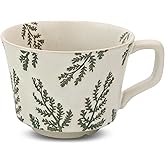 LINVIA Ceramic Coffee Mug, 12 oz Small Novelty Unique Teacup with Handle, Stoneware Cup for Tea Mocha Latte Cappuccino (Leaf)