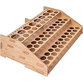 Amazon Basics Craft Paint and Brush Organizer Rack for Paint Bottles, Holds up to 60 Bottles and 22 Brushes, Wood Finish, 14 