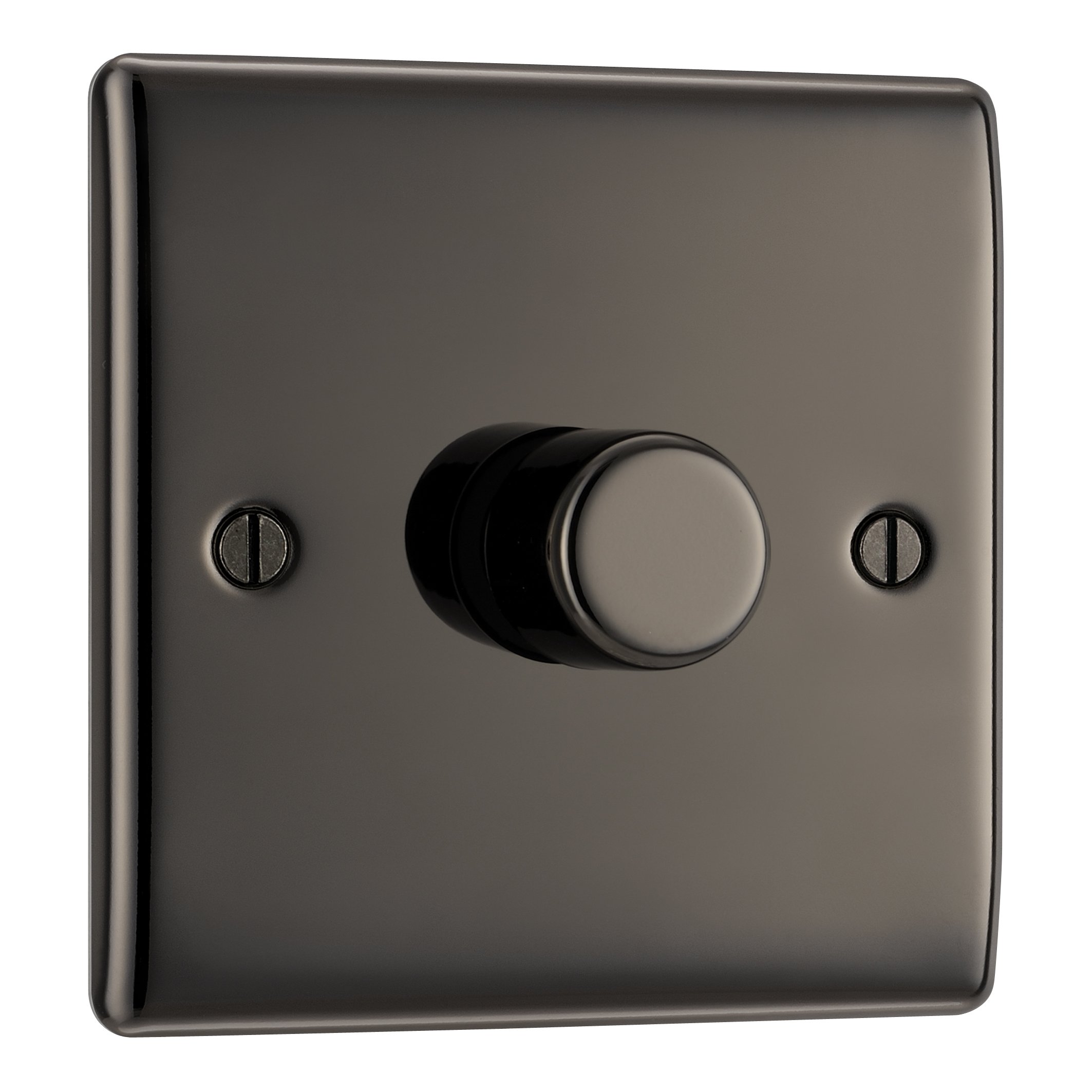 BG Electrical Intelligent Single Wall Dimmer Switch, 2 Way, Raised Profile, Round Edges, Nexus Metal, Black Nickel, 200W, NBN81