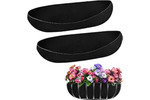 FANTANG 2PCS 30 Inch Window Box Liner Fabric Planter Basket Liner Trough Planter Insert Liner Black Hanging Flower Basket Liners Non-Woven Felt Plant Liner for Planters Fence Garden - Avoid Bird Nesting