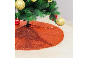 Partisout Sequin Tree Skirt Glitter Christmas Tree Skirt Cotton Tree Skirt Colorful Christmas Tree Skirt Tree Skirt for Halloween (36 in, Orange)