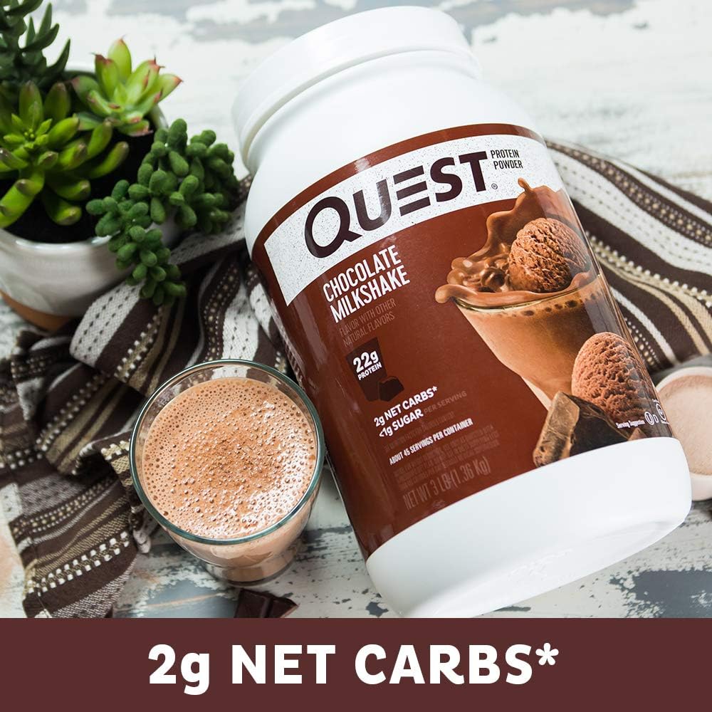 Quest Nutrition Chocolate Milkshake Protein Powder, High Protein, Low Carb, Gluten Free, Soy Free, 48 Ounce (Pack of 1): Health & Personal Care
