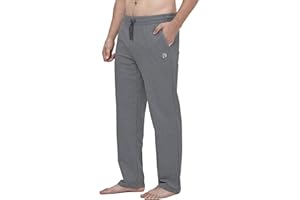 HMIYA Men's Cotton Yoga Sweatpants - Casual Lounge Baggy Pants Athletic Jersey Pants with Open Bottom and Pockets