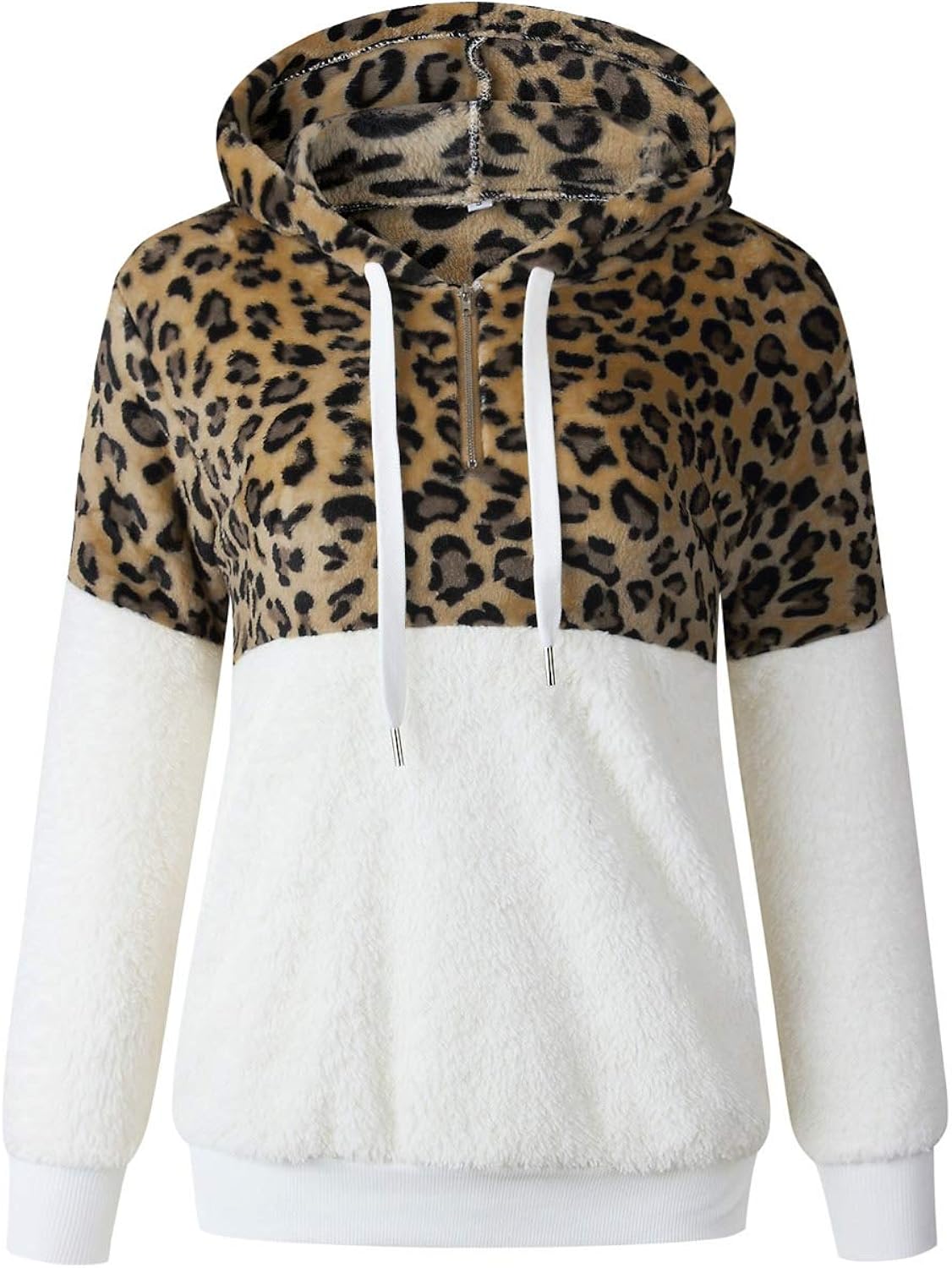 FUPHINE Womens Leopard Sherpa Pullover Hoodie with Pockets Warm Fuzzy Fleece Sweatshirt Fluffy Coat Outwear at  Women’s Clothing store