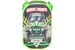 Jay Franco Monster Jam Grave Digger Pop Up Hamper - Mesh Laundry Basket/Bag with Durable Handles