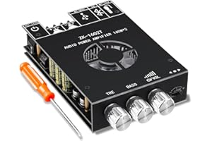 Daakro ZK-1602T Bluetooth Amplifier Board,160W+160W 2.0 Channel Amp Board with Treble and Bass Control,DC 15-36V, Bluetooth and AUX Inputs, Audio Amp Board for Home DIY Wireless Speaker, Password Free