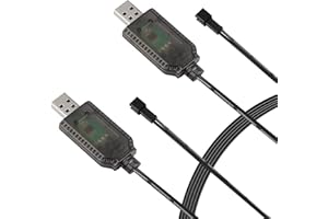 BXIZXD 2 Pack 3.7V USB Charger Cable with SM-2P Plug Connector for RC Cars/Toys, Mini RC Amphibious Stunt Car Boat Trucks 3.7V Li-ion & Li-Po Battery