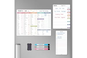 ALEZEL Baby First Food Tracker Fridge Magnet, Dry Erase Baby Food Chart/Checklist Set - Baby Daily Food Log & Meal Planner for Refrigerator, 3 Markers + Eraser