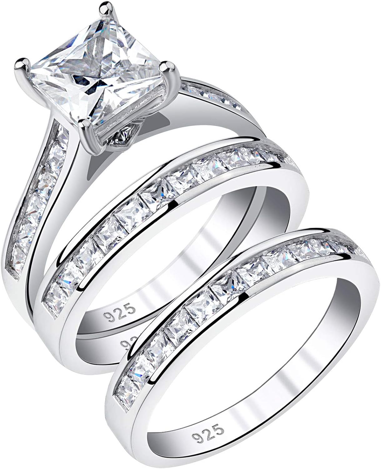 Newshe 1.8Ct Wedding Rings for Women