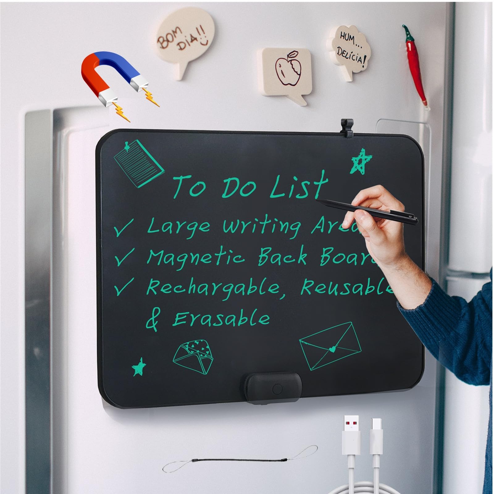 Photo 1 of ROYALITA 20-Inch LCD Writing Tablet for Kids & Adults, Large Rechargeable Writing Board Doodle Board for Back to School, Birthday Gift, Built-in Magnets & Instant Erase Note Menu Board for Fridge
