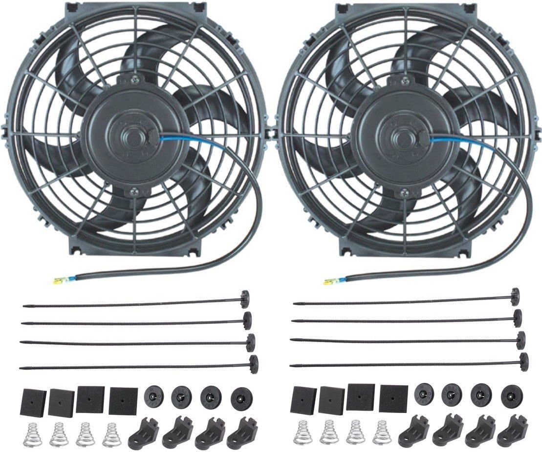 American Volt 12 Volt Electric Radiator Cooling Fan Upgraded 90W Motor 1600 CFM High Performance Thermo Cooler (10" Inch, Dual Fan)