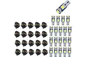 XIZAKEE 20 PCS Led Bulb Dash Lights, 74 Led Bulb Dash Lights, T5 37 3030-3SMD Mini Lamps with Twist Lock Socket, Universal fo