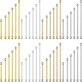 240pcs Brass Bar Links for Jewelry Making,6Sizes Bar Links Connector Bar Link Earring Connectors 2-Hole Stick Strip Beads Necklace Bracelet Earring Connectors for Jewelry Making(4 Colors)