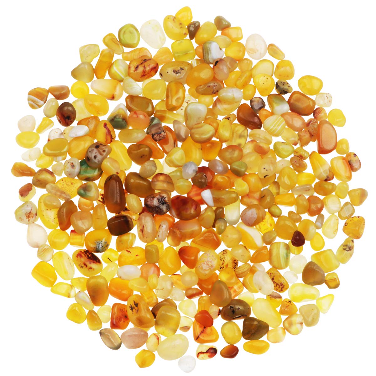 YiYa Yellow Agate Stone Tumbled Stones Gemstone Natural Crystal Quartz for Home Decoration Vase Filler Swimming Pool Bottom Potted Bottom Decoration (About 0.68 lb(310g)/Bag)