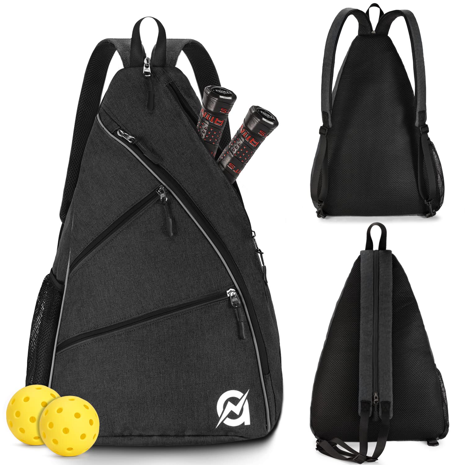 Photo 1 of A11N Pickleball Bag, Reversible Crossbody Sling Bag/Backpack for Women Men, Black