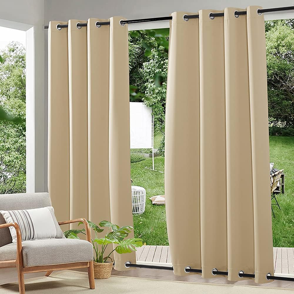 Outdoor Curtains - RYB HOME Outdoor Curtains for Patio and Patio Outdoor Curtains Grommets at Top & Bottom