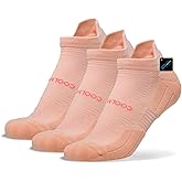 BRISIRA Coolmax Bamboo Viscose Compression Running Socks 3 Pairs Ankle Low Cut Athletic Anti Blister Cushioned Seamless
