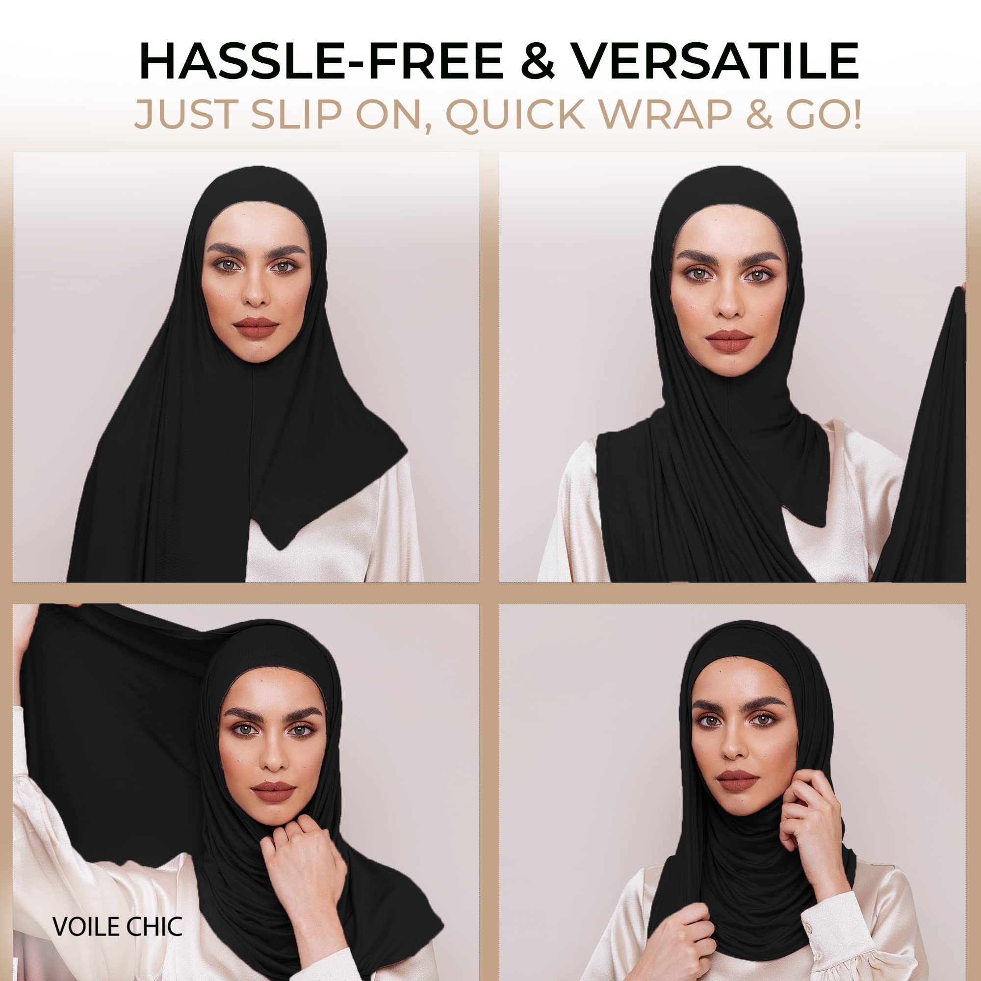 VOILE CHIC Instant Hijab Scarf for Women - Premium Jersey Head Scarf Wrap - Made in Turkey