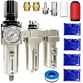 Upgraded 3/4" NPT Heavy Duty Industrial Grade 3 Stage Air Drying System, Particulate Filter, Coalescing Filter, Desiccant Dryer & Air Regulator - for Plasma Cutter, Paint Spray（Auto Drain）