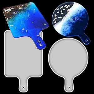 Resin Silicone Tray Molds with Handle,2 Pcs Silicone Tray Molds for Epoxy Resin,Sturdy Silicone Tray Molds with Edges,Resin Casting DIY Food Plates,Serving Tray,Hand Making Gifts Home Decoration