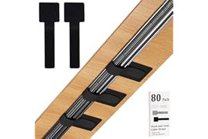 SEREFICY 80PCS Hook and Loop Cable Straps, Cable Management Under Desk, Self Adhesive Cable Ties, Reusable Wire Organizers for Cords, Adjustable Cord Organizers for Desk, Home Office Essentials, Black