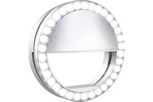 Selfie Light for iPhone & Android，LVYOUIF Portable Clip on Ring Selfie Light Flash with 36 Rechargeable LED for Phone Laptop iPad Photography Camera Video Girls Makeup(White)
