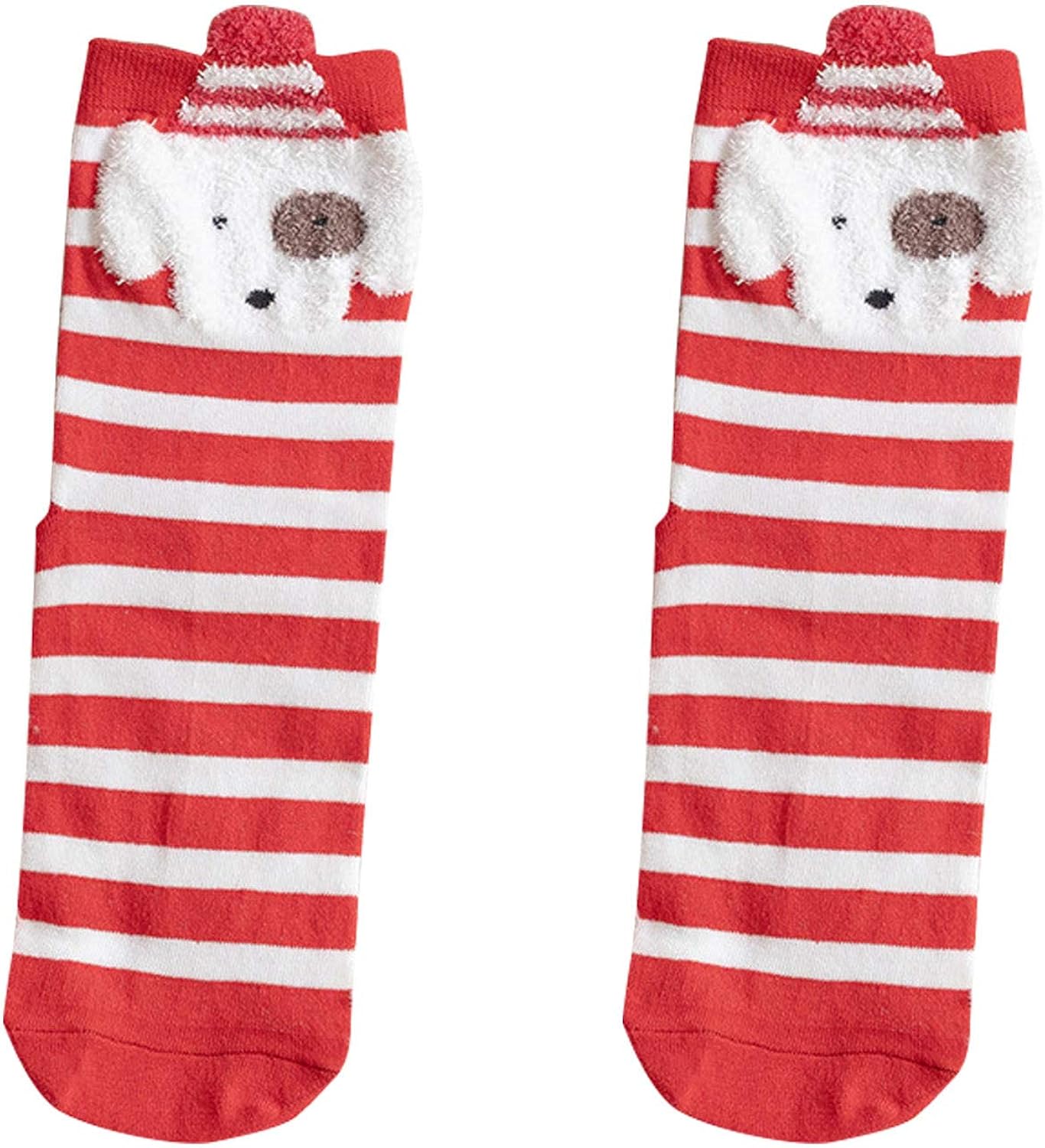 4 Pairs Christmas Holiday Socks Set, Slipper Socks Cotton Knit Crew