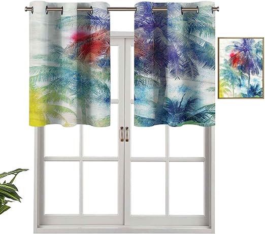 Hiiiman Panel de cortina de bloqueo UV, diseño retro con siluetas de