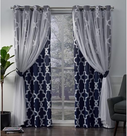 Amazon Com Exclusive Home Curtains Alegra Layered Geometric