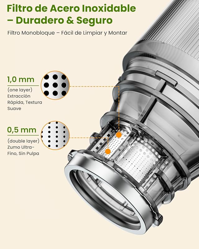 extractor de zumos y verduras en frío 200 W, boca 115 mm