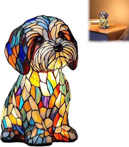 Corgi Stained Glass Night Light – Basset Hound & Cat Series, Vintage Animal Art Lamp, Plug-In With On/Off Switch, For Home Decor & Gifts
