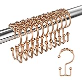 LBYOJKD Shower Curtain Hooks Rings, Double Sided Shower Curtain Hooks Rust Proof for Bathroom Shower Rods Curtains, Set of 12 Shower Hooks - Rose Gold
