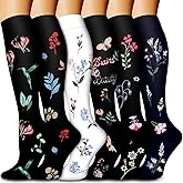 Compression Socks for Women & Men Circulation (6 Pairs) 15-20 mmHg is Best Support for Athletic Running,Nurse