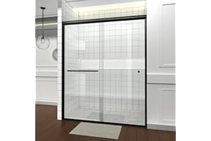 CKB Double Sliding Shower Doors, 56-60 Inches W Adjustable x 72 Inches Height Semi-Frameless Bypass Glass Shower Door, 1/4 inch Tempered Safety Glass, Matte Black