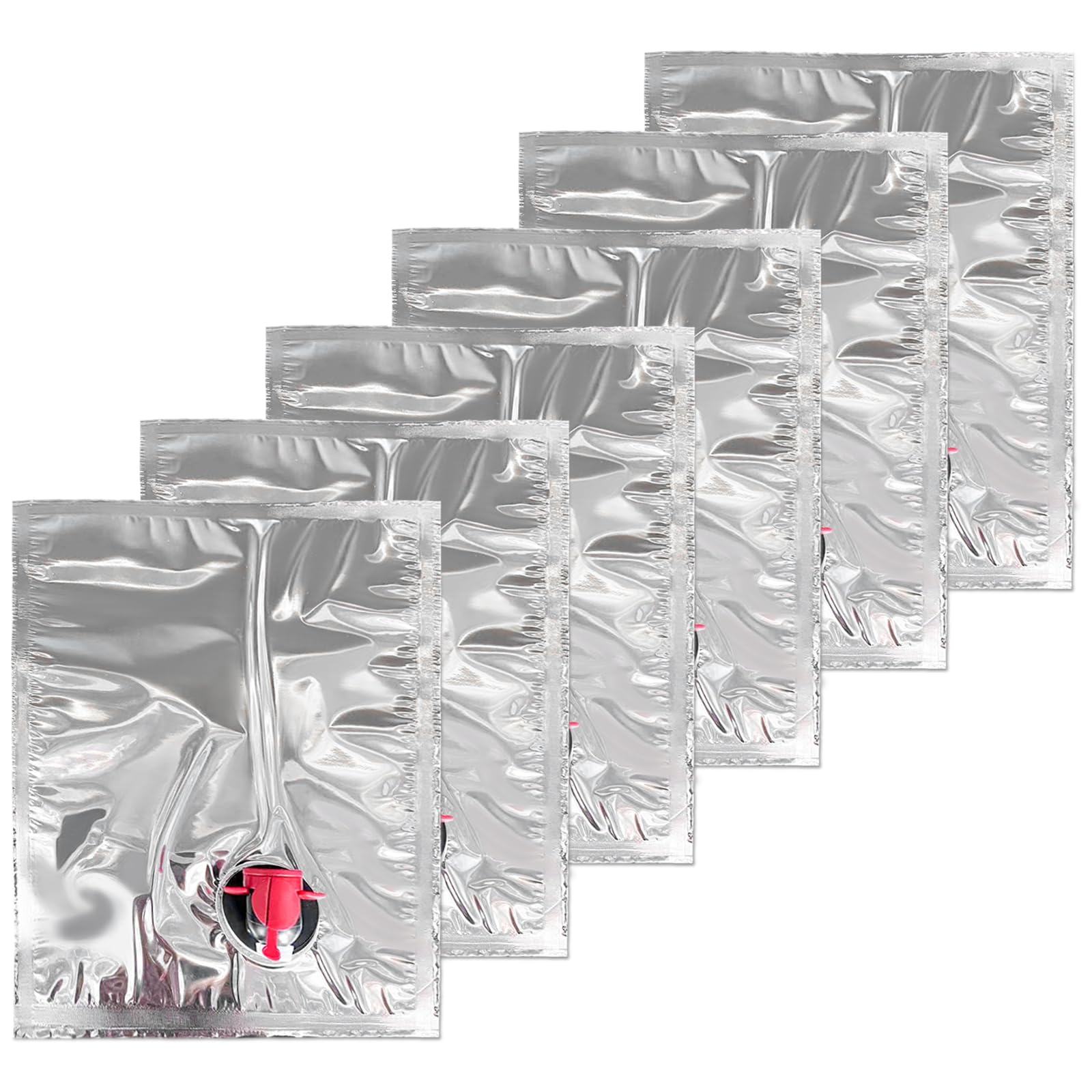 Realand 6Pcs 3L Aluminum Foil Alcohol Pouches for Liquor, Leakproof Reusable Wine Bags with Spout, Ideal for Outdoor Activities