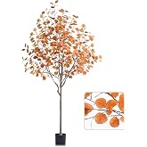 Artificial Eucalyptus Tree for Fall Decor, Fall Tree with Realistic Eucalyptus Leaves, Faux Eucalyptus Tree for Room Design, Realistic Fall Plant for Fall Indoor &amp; Outdoor Decor - 6FT