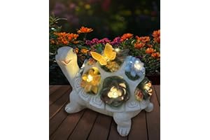 YODY Solar Garden Statues Outdoor Decor- Yard Decorations for Outside Clearance, Lawn Ornaments, Patio, Balcony- Turtle with 7 LED Lights- Unique Birthday House Warming Gifts for Women, Mom, Grandma