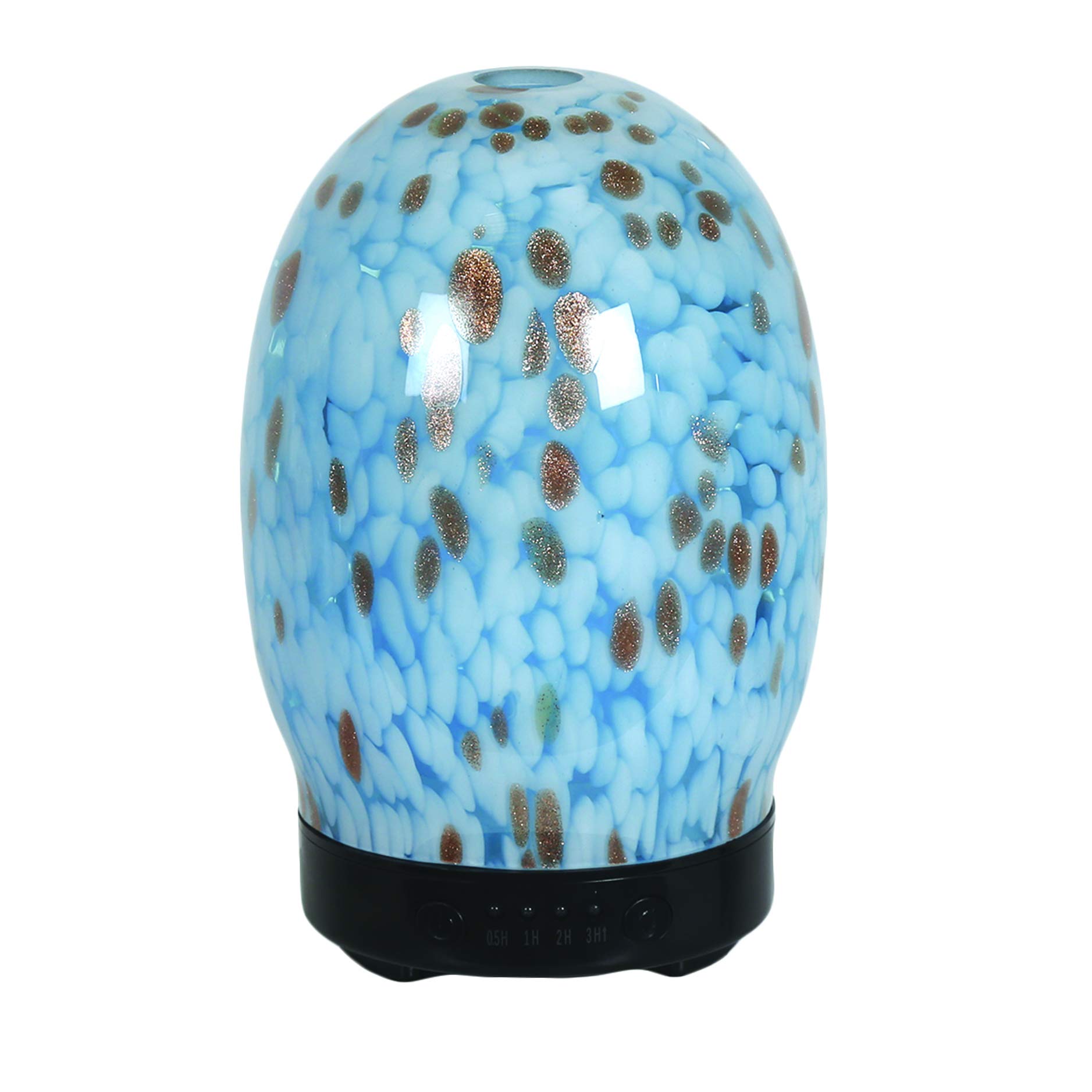 Aroma LED Ultrasonic Essential Oil Diffuser - Art Glass Blue & Gold Dapple