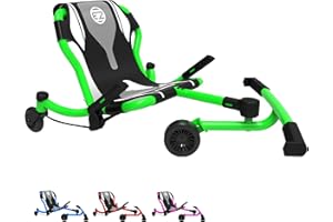 EzyRoller Spinner Ride On Scooter for Kids & Teens, Outdoor Ride on Toy with Caster Wheels for Drifting & Tight Turning, Up to 150 lbs, Ages 4 & Up - Green