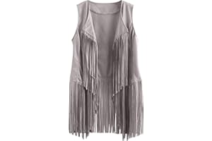yelldesk Fringe Jacket Vest for Women Vintage Western 70s Outfits Tassel Sleeveless Cardigans Hippie Cowgirl Clothes