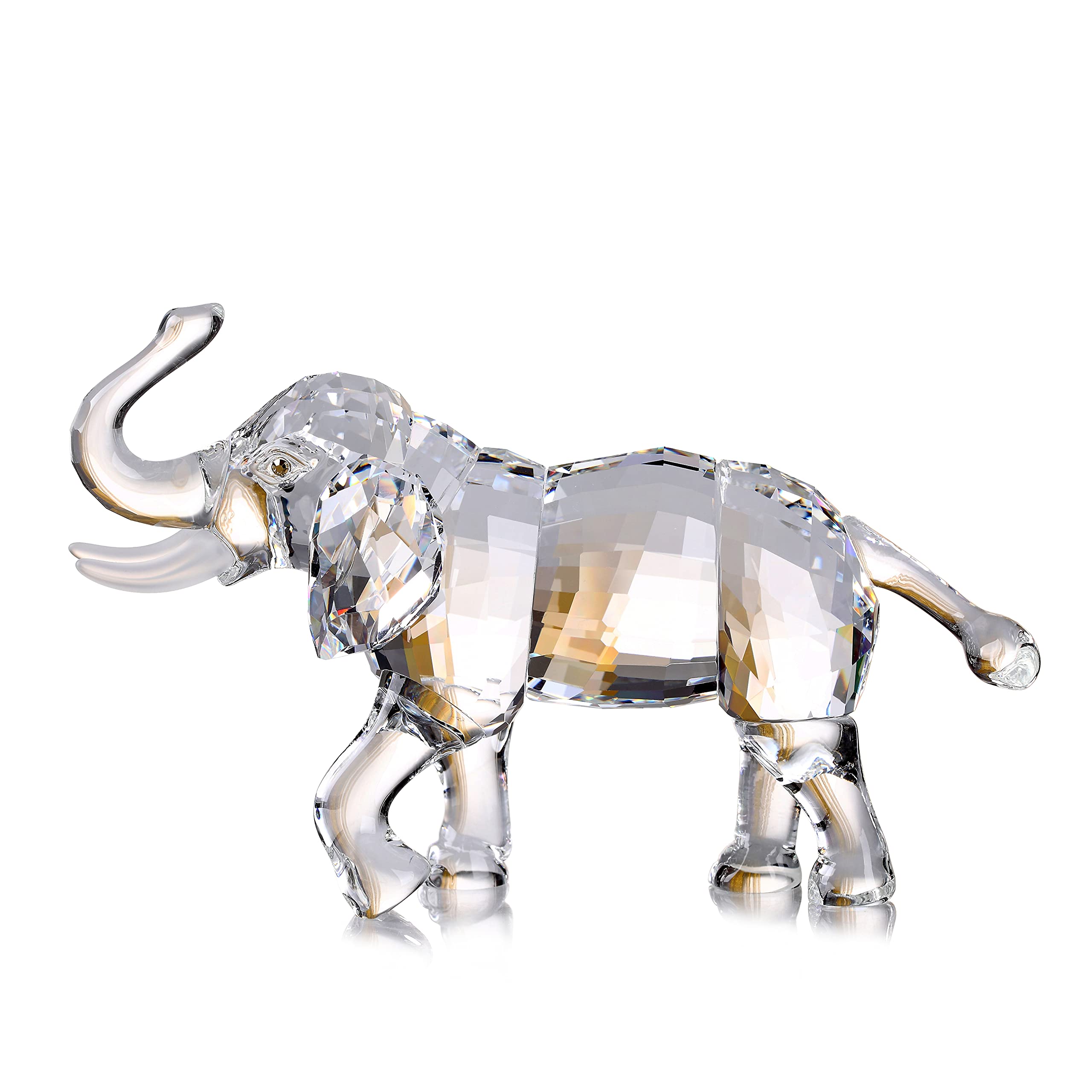 DOJOZ Crystal Lucky Elephant Figurine Collection Ornament Statue Animal Collectible Home Decor (White)